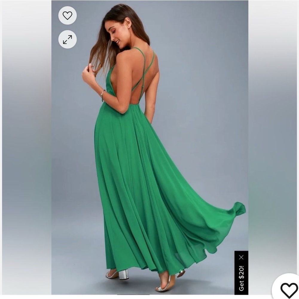 Lulu's Vibrant Green Maxi Dress NWT